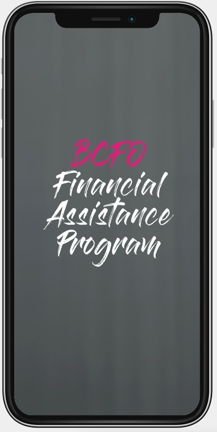BCFO Financial Assistance Program splash screen on mobile
