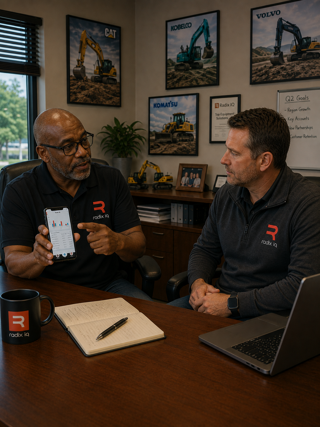 Radix IQ sales team reviewing the app with a client